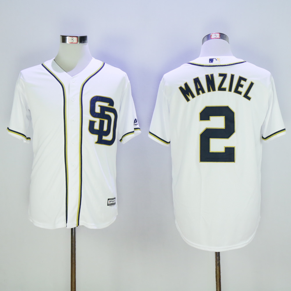 Men San Diego Padres 2 Manziel White MLB Jerseys1